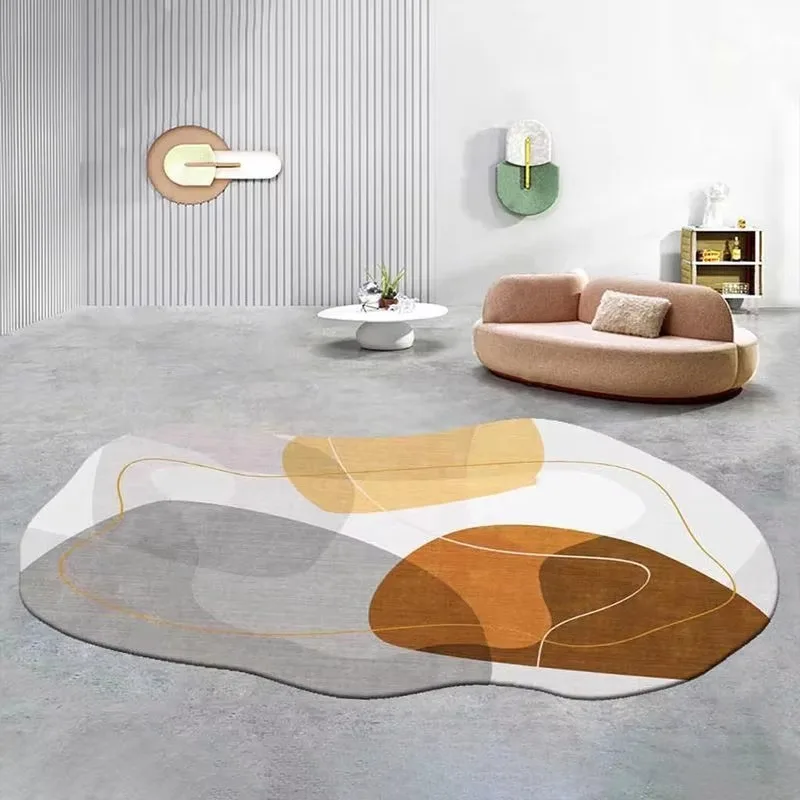 VIKAMA Morandi Abstract Lines Irregular-Shaped Rug—Bedroom & Entryway, Non-Slip, Machine-Washable, Home Accessories
