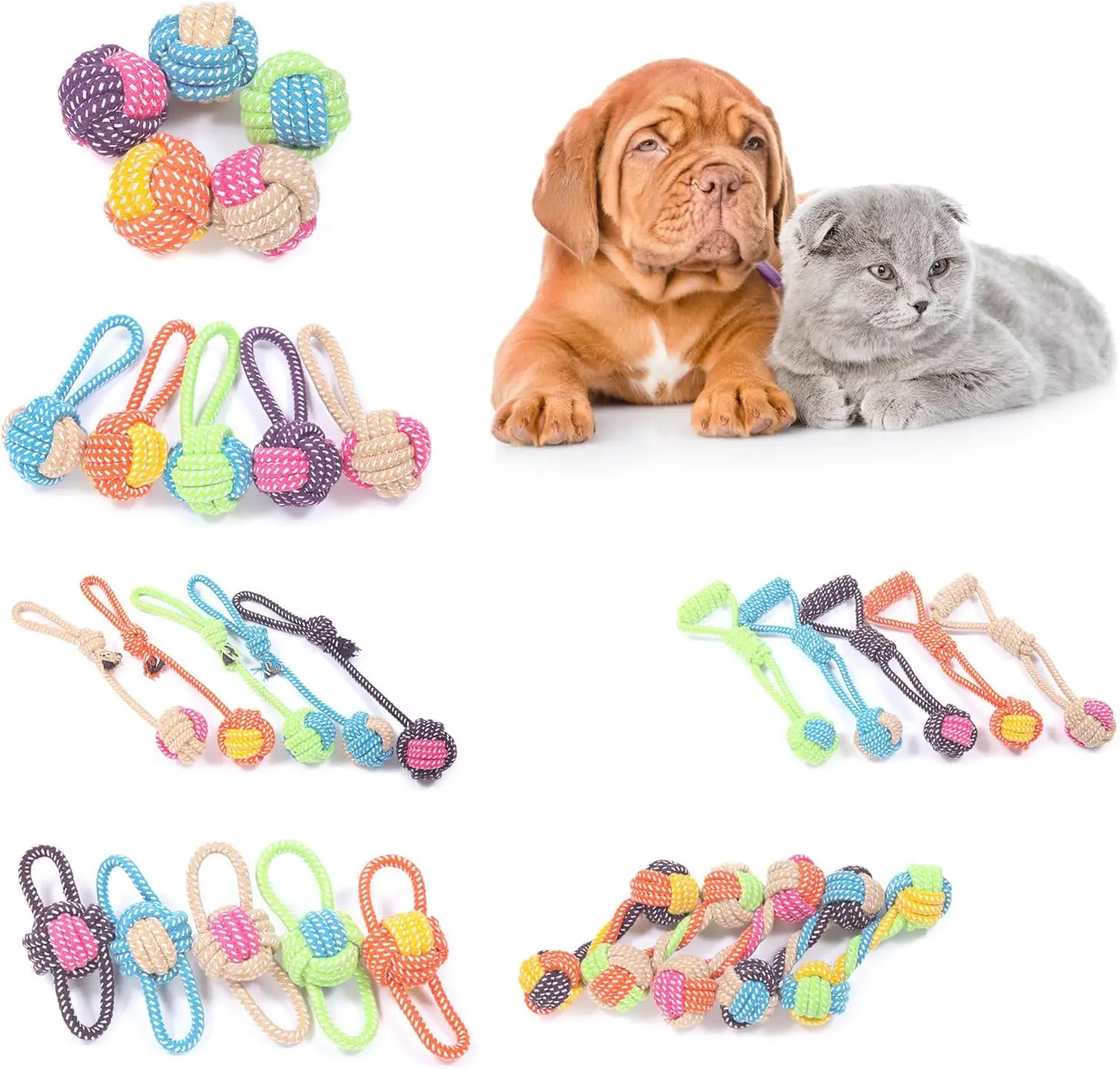 

Dog Tossing Molar Toy Dog Molar Bite-resistant Fetching for Small Medium Big Dogs Heavy Duty Cotton Rope Made, Handle pull ball