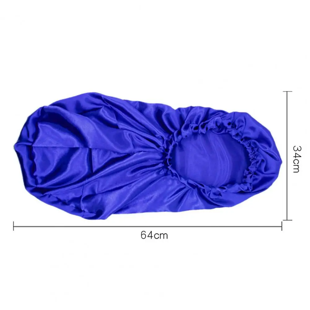 New Women Solid Reversible Satin Bonnet Curly Hair Cap Adjustable Sleep Cap Elastic Hair Cap Haircare Night Hat Shower Bonnet