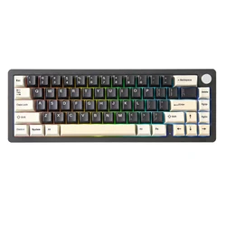 Yunzi al66 preto 66 teclas cnc botão de alumínio sem fio bluetooth/2.4g/com fio junta de troca quente montado teclado mecânico para jogos rgb