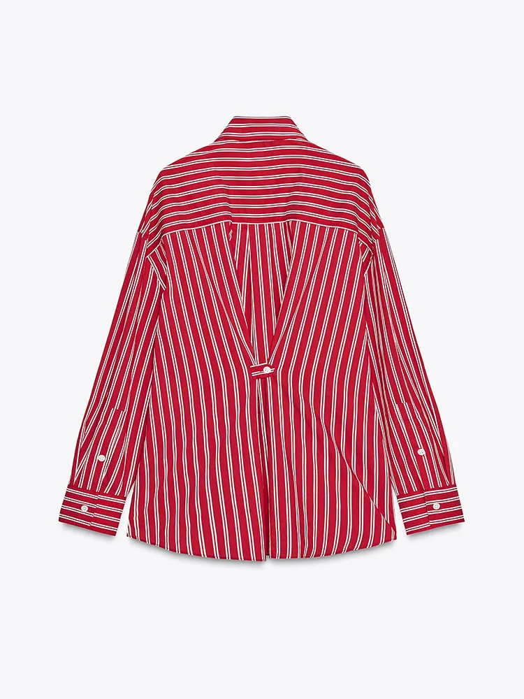 Autunno 2025 Nuovo Arrivo Sciolto Seta irt Lungo Sve A Righe Faionable Abbigliamento Donna Etnico Costume di Scena 882353 094