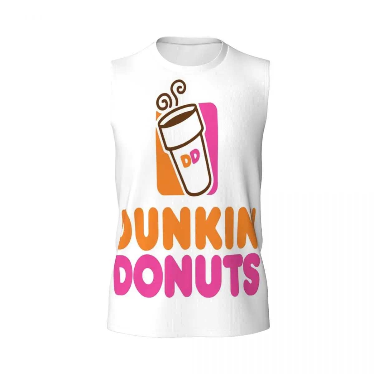 Dunkin Donuts Men Printed Sleeveless T-shirt Casual Hip Hop Street Style Beach Holiday Tank Tops