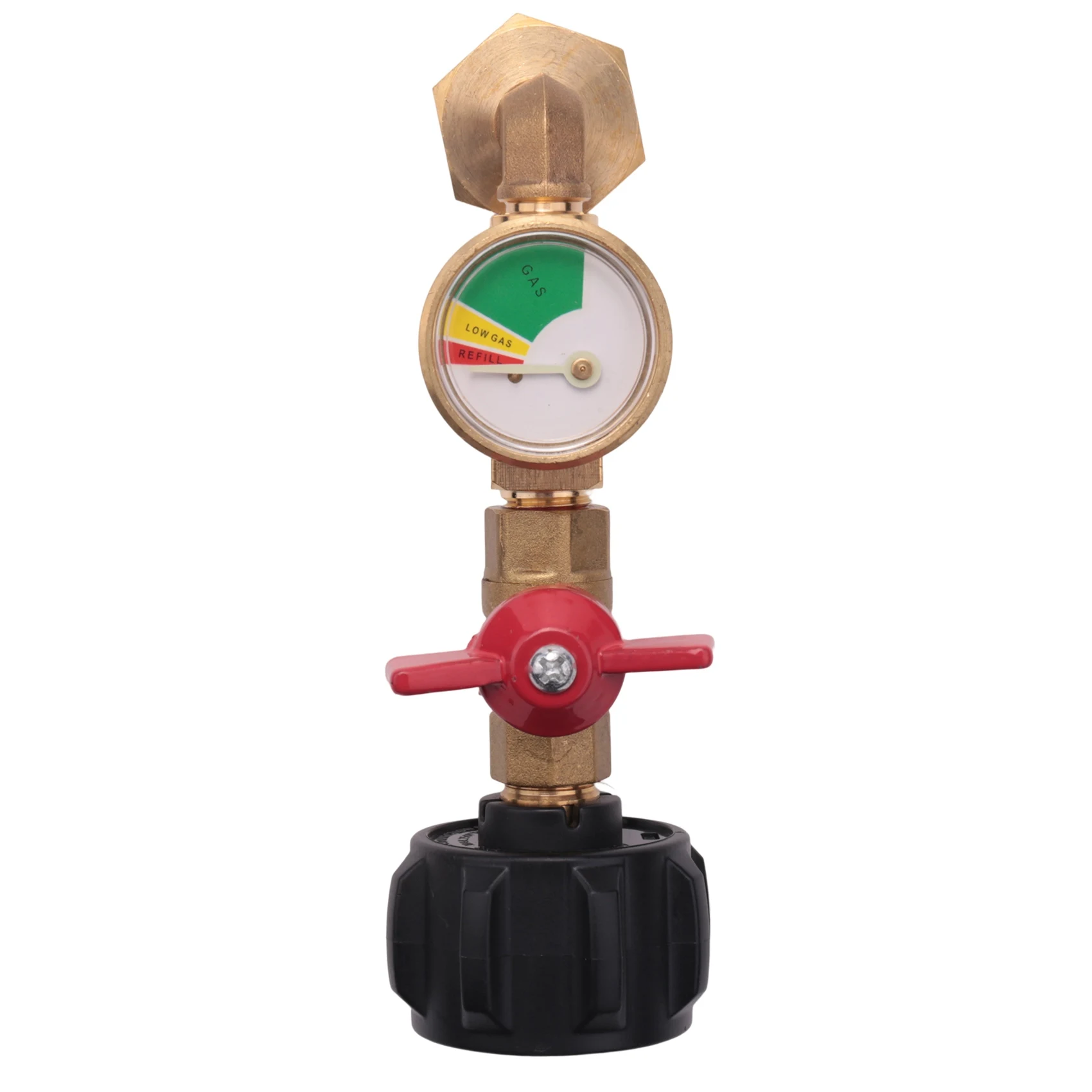Adaptador de propano de 1Lb a 20Lb, QCC1 adaptador de codo de recarga de propano con manómetro y válvula de Control de encendido y apagado para tanque de propano de 1LB