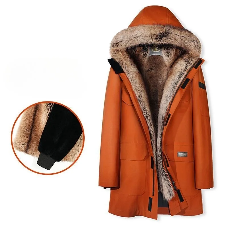 

This Is A Mid-length Stylish and Warm Fur Coat with A Detachable Thickened Inner Liner for Men in The New Winter Style Outerwear