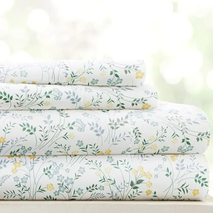 

Patterned Microfiber Sheet Set 4 Pcs Oeko-TEX Certified Ultra Soft and Wrinkle-Free - 16" Pocket Sheets - Easy Care Size