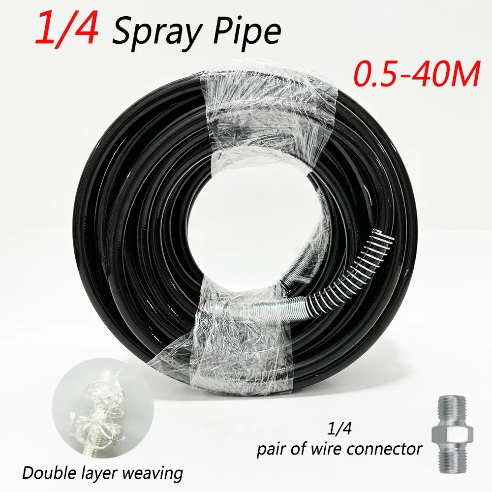 

1/4 High-Pressure Spray Hose for Airless Sprayer, 0.5-40m, Black, Replacement Accessory Double layer weaving