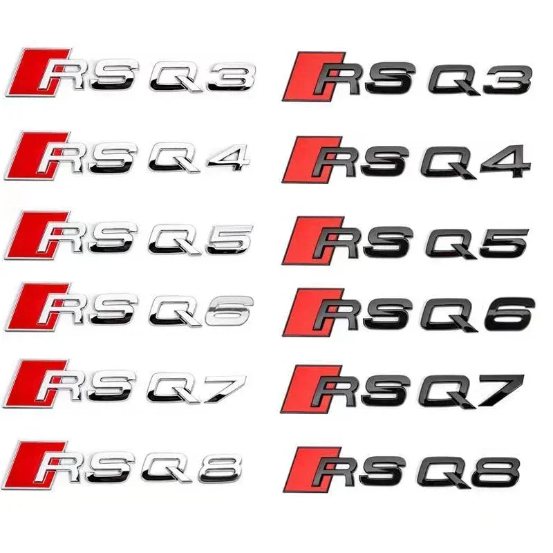 1Pcs Car Sticker Is Suitable For Audi RSQ3 RSQ4 RSQ5 RSQ6 RSQ7 RSQ8 Modified Displacement Rear Tail Label Electroplating Sticker