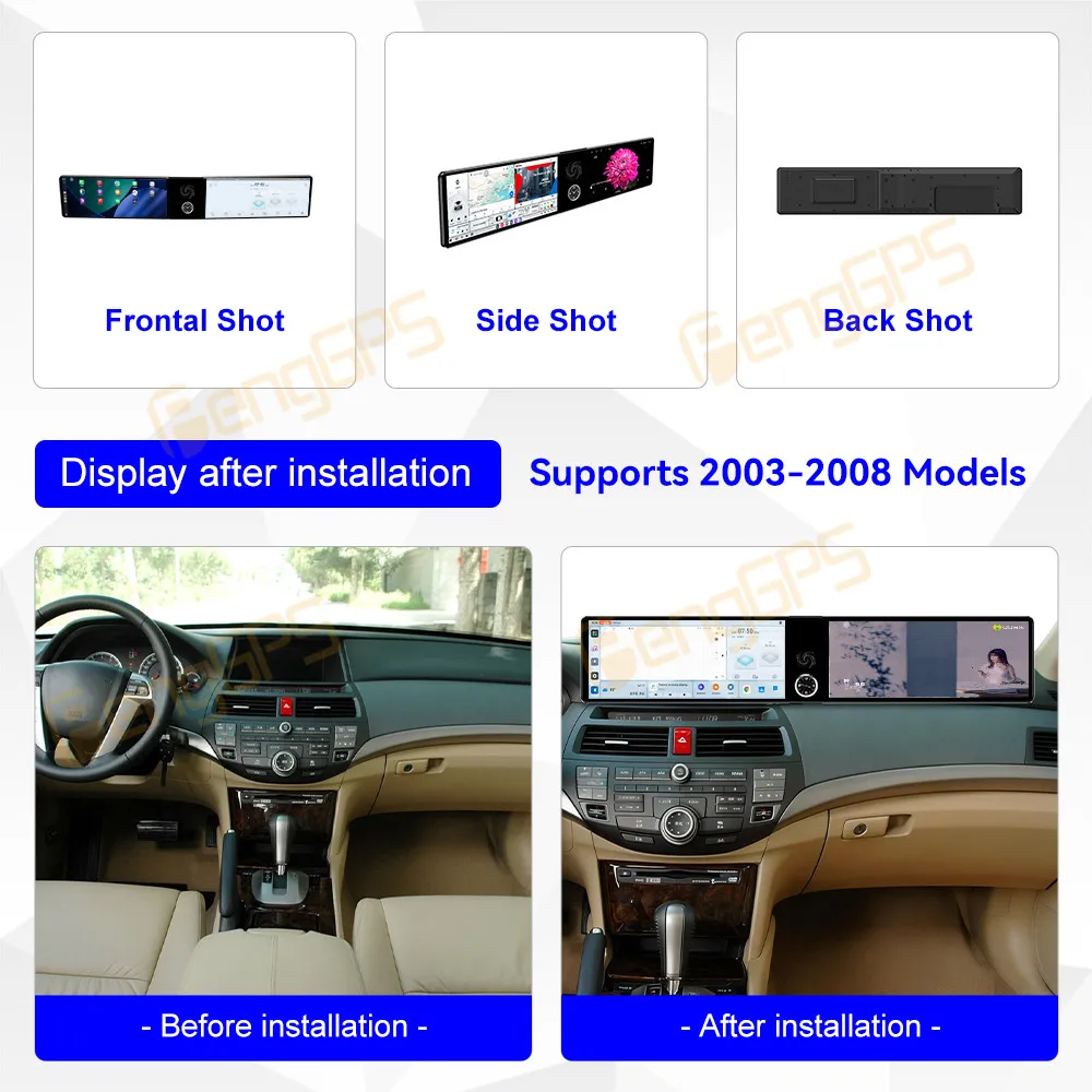 Dual Screen 12.3 Inch Android 13 Car Radio CarPlay For Honda Accord 7th 2003-2008 Touch Screen Multimedia Player Head Unit DSP