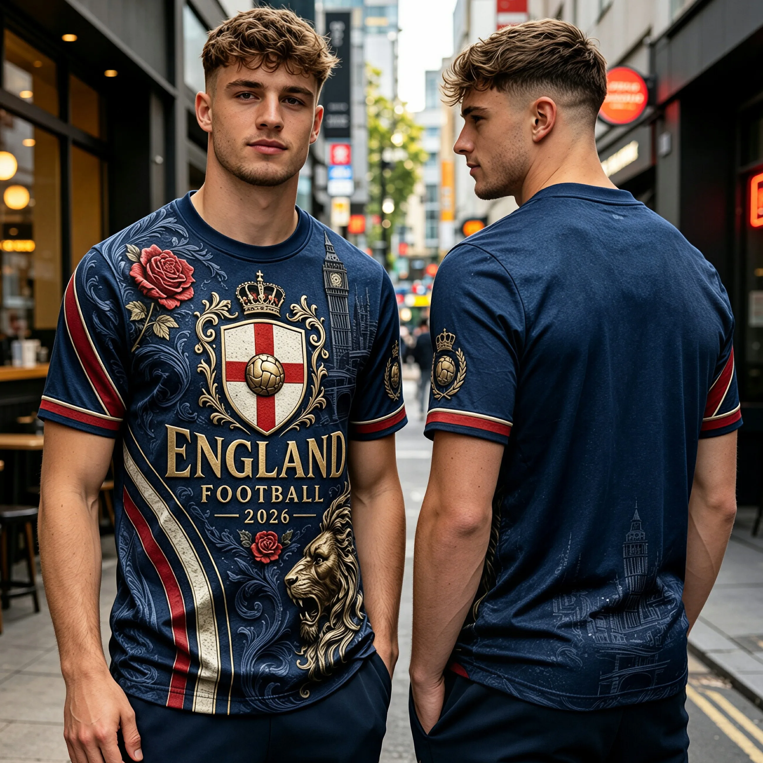 England Men's Short Sleeve T-shirts Lion Graphic Crewneck Streetwear Tshirt 3d Prited T-shirt Camiseta Sports Wear For Mens