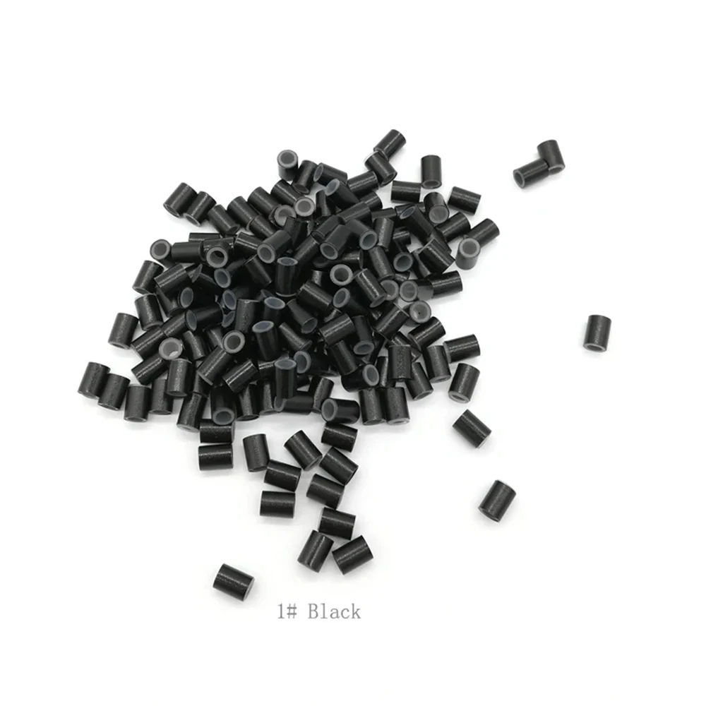 500pcs 4.5mm copper links With Silicone Copper Rings Beads Tube / Black D-Brown Brown L-Brown Grey Blonde Blonde
