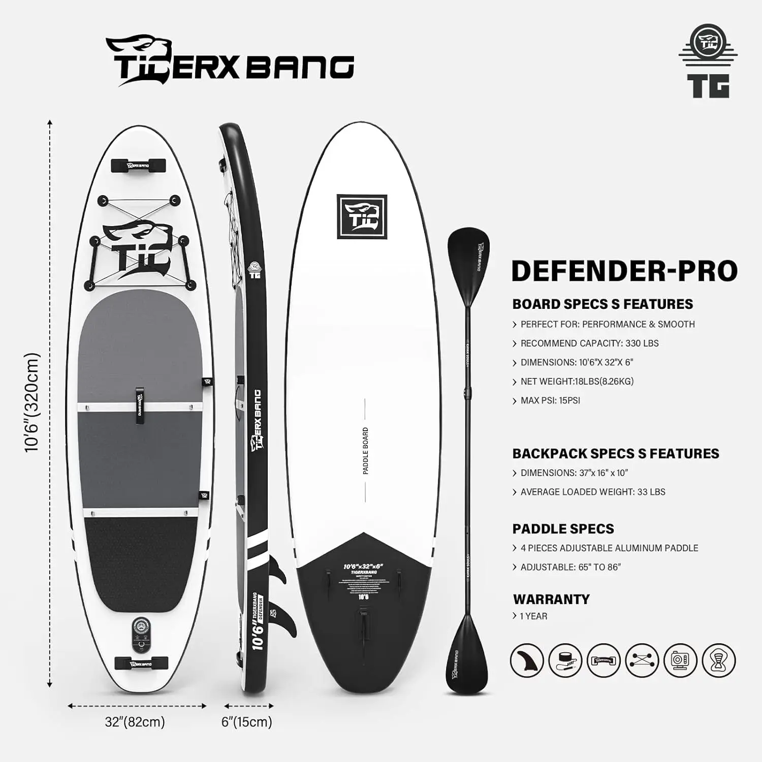 Paddle Board with Premium SUP Board Accessories, Allround Paddle Boards for Adults/Kids,Stand Up Paddle Board Defender Collectio