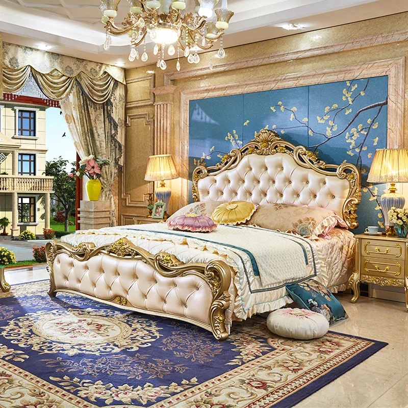 

Queen Bedroom Bed Design Girls European Beauty Wooden Sleeping Bed Platform Safe Leather Bunk Cama Solteiro Hotel Furniture