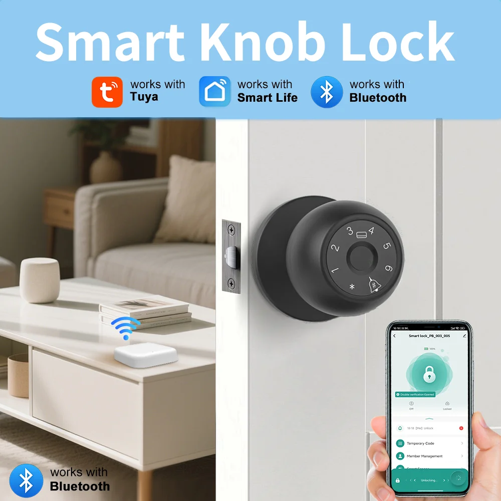 

Tuya Smart Lock Bluetooth Biometric Electronic Lock Smart Life Products Remote Control Smart Home System Compatible Alexa