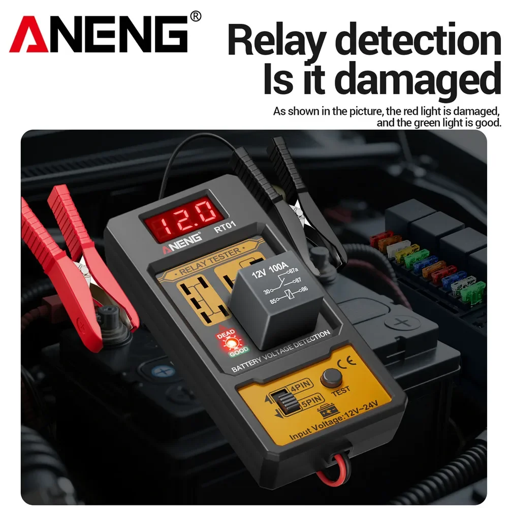 12V/24V Car Battery Relay Tester Auto Diagnostic Kit ANENG RT01 +BT138 Lith-Battery Tester Voltage Meter Electrician Test Tools