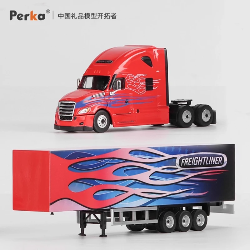 Perka 1:64 スケールアメリカンヘビートラックトレーラーフレートライナーコンテナトラック合金シミュレーションカーモデルコレクション装​​飾