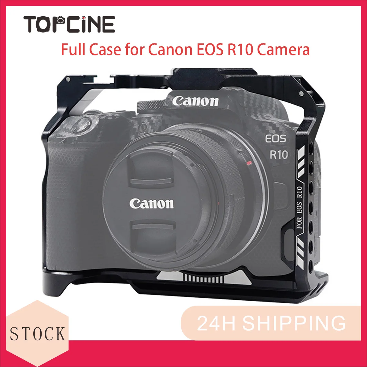 

Topcine Full Cage Canon EOS R10 Camera Rig, Aluminum Alloy cage with 1/4"-20 and 3/8"-16 Threaded Hole