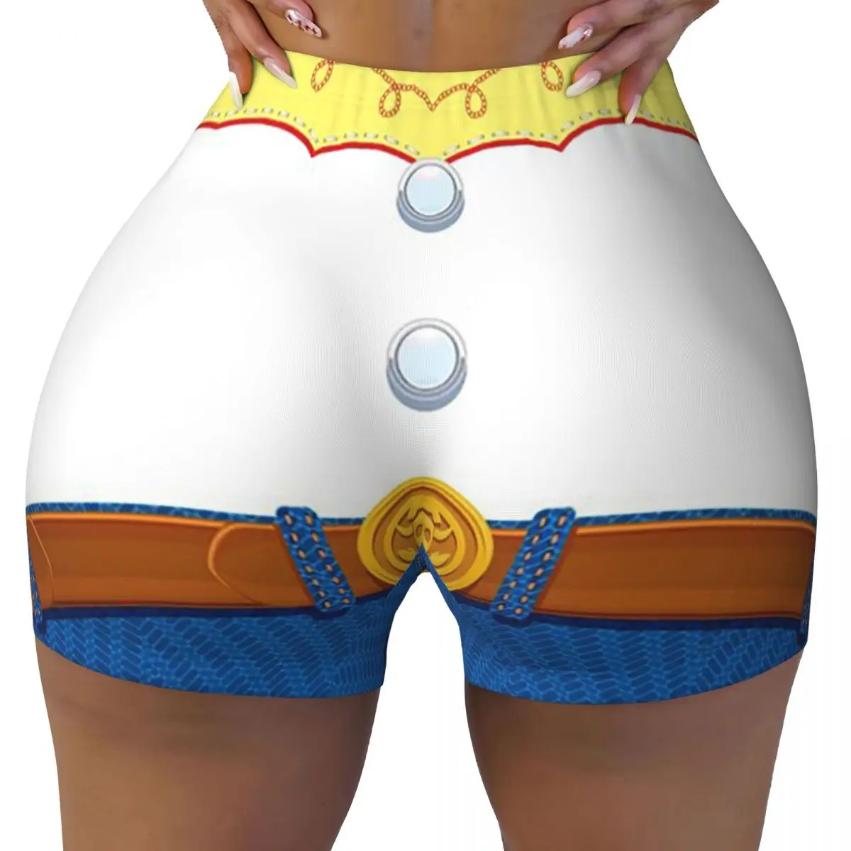 Custom Toy Story Jessie's Cowgirl Outfit Gym Volleyball Biker Shorts Women Workout Yoga Shorts