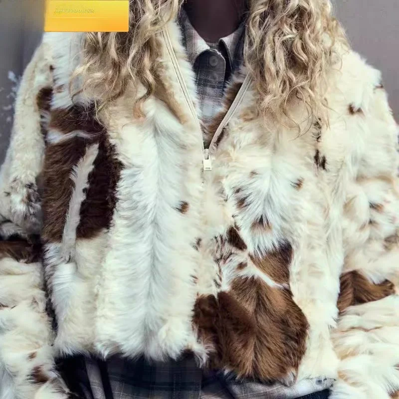 

Autumn Winter Printed Long Sve Knitted Jaet Women's Faion No Button Loose Fit Coat with Fringe Thiened Outerwear