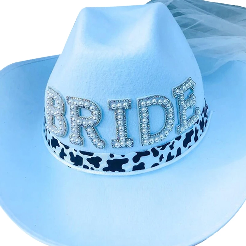 A0NF Bride Cowboy Hat Cowgirl Hat Bachelorette Party Props Women Bachelorette Party Hat Mrs Cowgirl Hat For Bridal Party