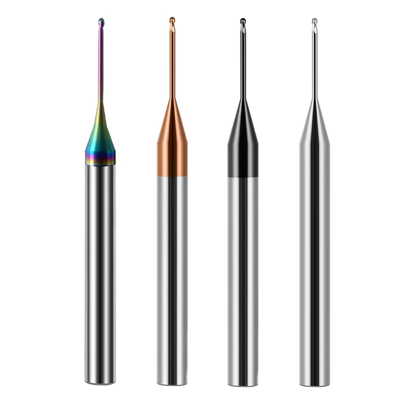 Long Neck Ball Nose End Mills Deep Groove Carbide Milling Cutters CNC Router Bit R0.15 R0.2 R0.3 0.4R0.5 R0.75 R1 R1.25 Endmills