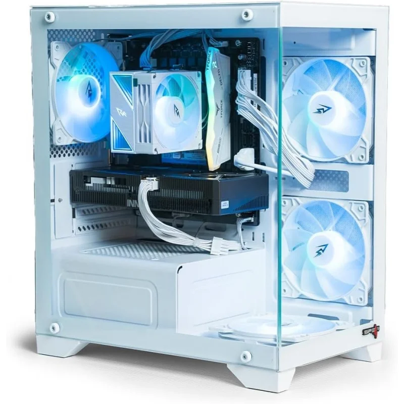 Gaming PC i5-12400F, RTX 3050, 16GB RAM, 500GB SSD, 500W PSU, H610M-K Motherboard, 4-Fan RGB Case (White) (White, 500GB)