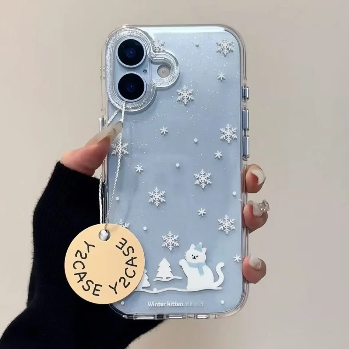 الشتاء ندفة الثلج جميل هريرة بريق قضية الهاتف آيفون 17 AIR 16 15 14 13 12 11 برو ماكس MINI X XR XS 7 8 زائد Y2K غطاء