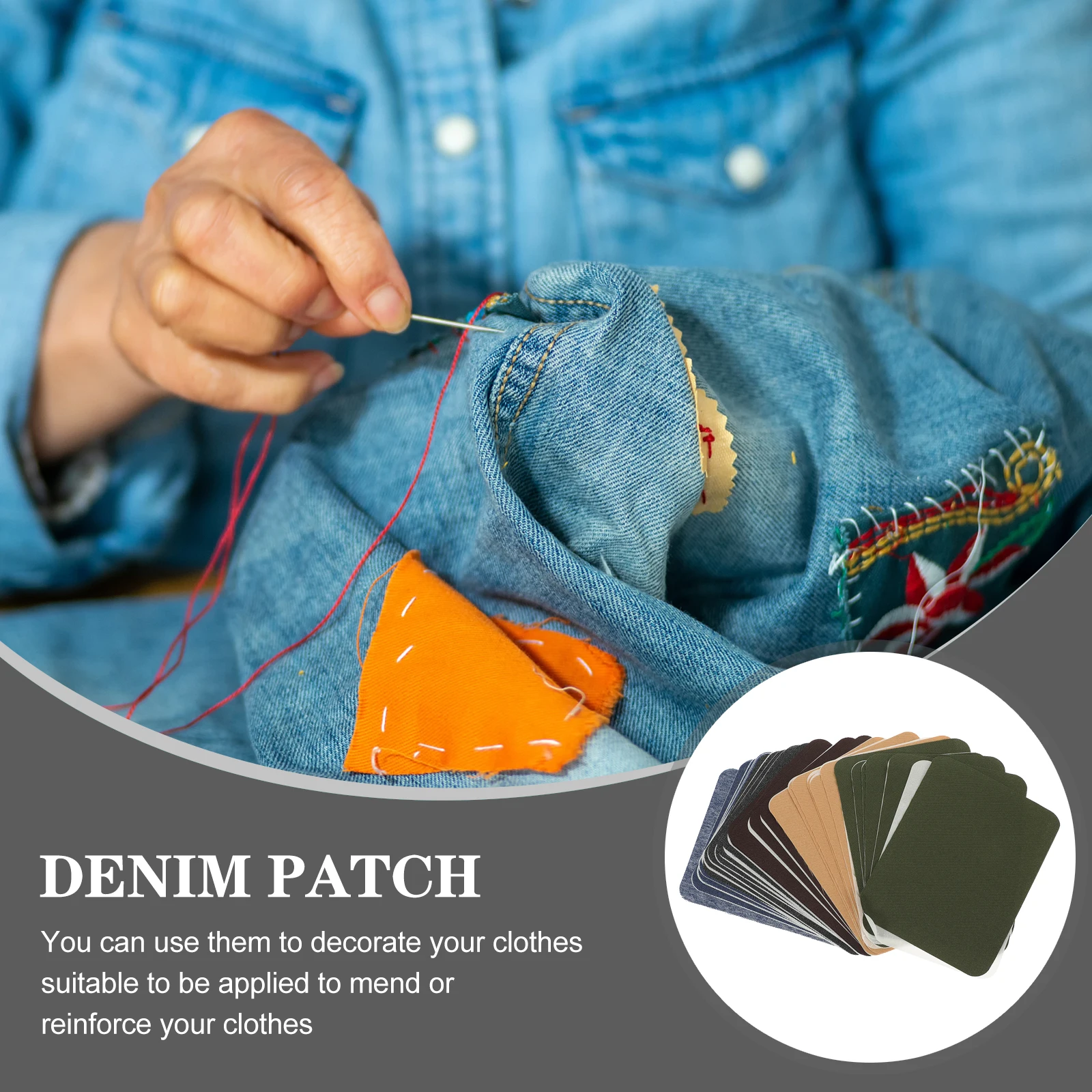 

30pcs Jeans Patches Iron on Appliques for Trousers Repair Denim Cloth DIY Embroidery Sewing Craft Works Clothing Reinforce