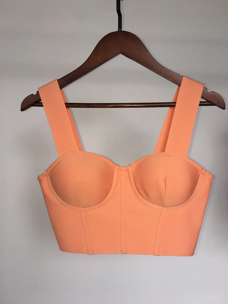 2023 Women Summer Solid Color White Black Red Tank Crop Top Elastic Bandage Bustier Camisoles High Street Girls Hot Streetwear