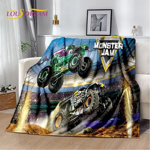 Monster Truck 3D Monster Jam Tecknad Mjuk Flanellfilt för Säng Sovrum Soffa Picknick, Pläd för Utomhusaktiviteter Tupplur Gåva 10 best sales monsterjam - №5