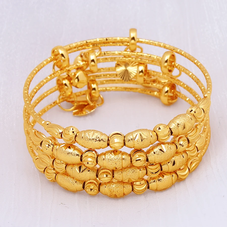 Goldlen Middle East 4 pieces/batch Copper Bracelets Dubai Women\'s Fashion Jewelry Ethiopian Bride Wedding Gift