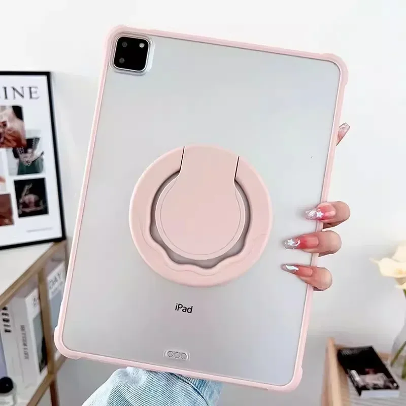 360°Rotating Transparent Matte Tablet Case for Galaxy Tab A9 Plus Clear with Bracket Back Silicone Bump Shockproof Protect Cover