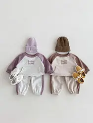 2024 Autumn New Baby Long Sleeve Sports Set Boy Girl Letter Print Sweatshirt + Pants 2pcs Suit Infant Toddler Casual Outfits