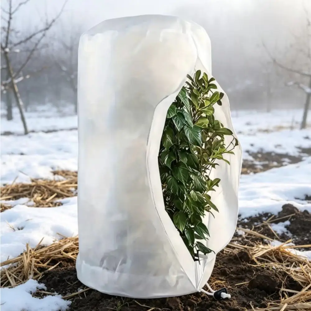 Non-Woven Fabric Plant Cover Breathable Drawstring Closure Plant Antifreeze Cover Extra Thick Zipper Closure