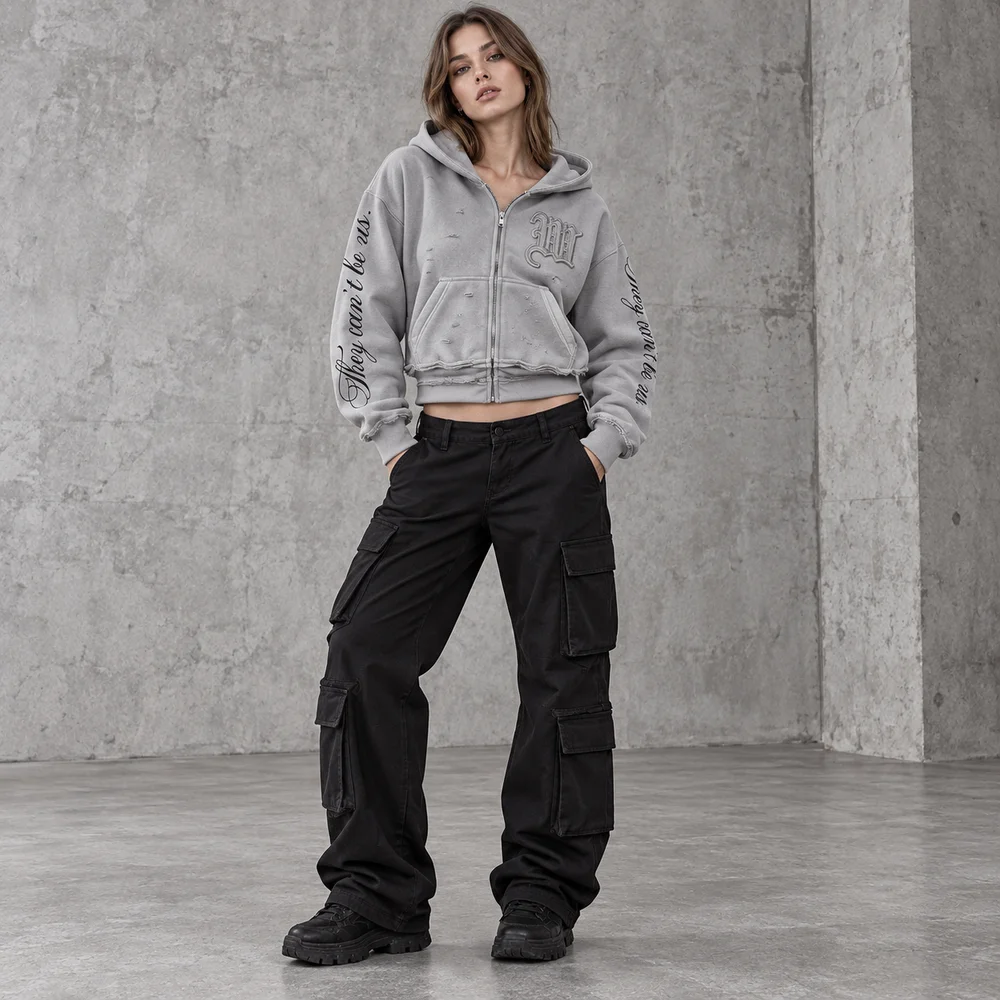 Women’s Two Piece Hooded Tracksuit Full Zip Hoodie Low Rise Wide Leg Sweatpants Script Graphics Relaxed Two Piece Set