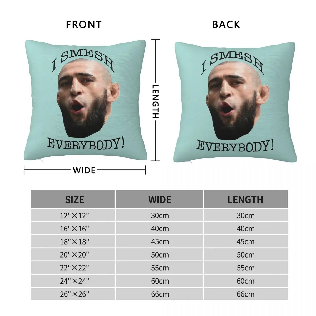 Fkhamzat Chimaev I Smesh Everybody Pillowcase Polyester Linen Velvet Printed Zip Decor Room Cushion Case