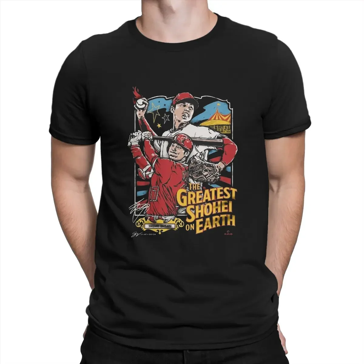 Heren T-Shirt Ohtani Klassieke Geweldige 100% Katoenen T-Shirts Met Korte Mouwen Ohtani Honkbal T-Shirt Met Ronde Kraag, Bedrukt