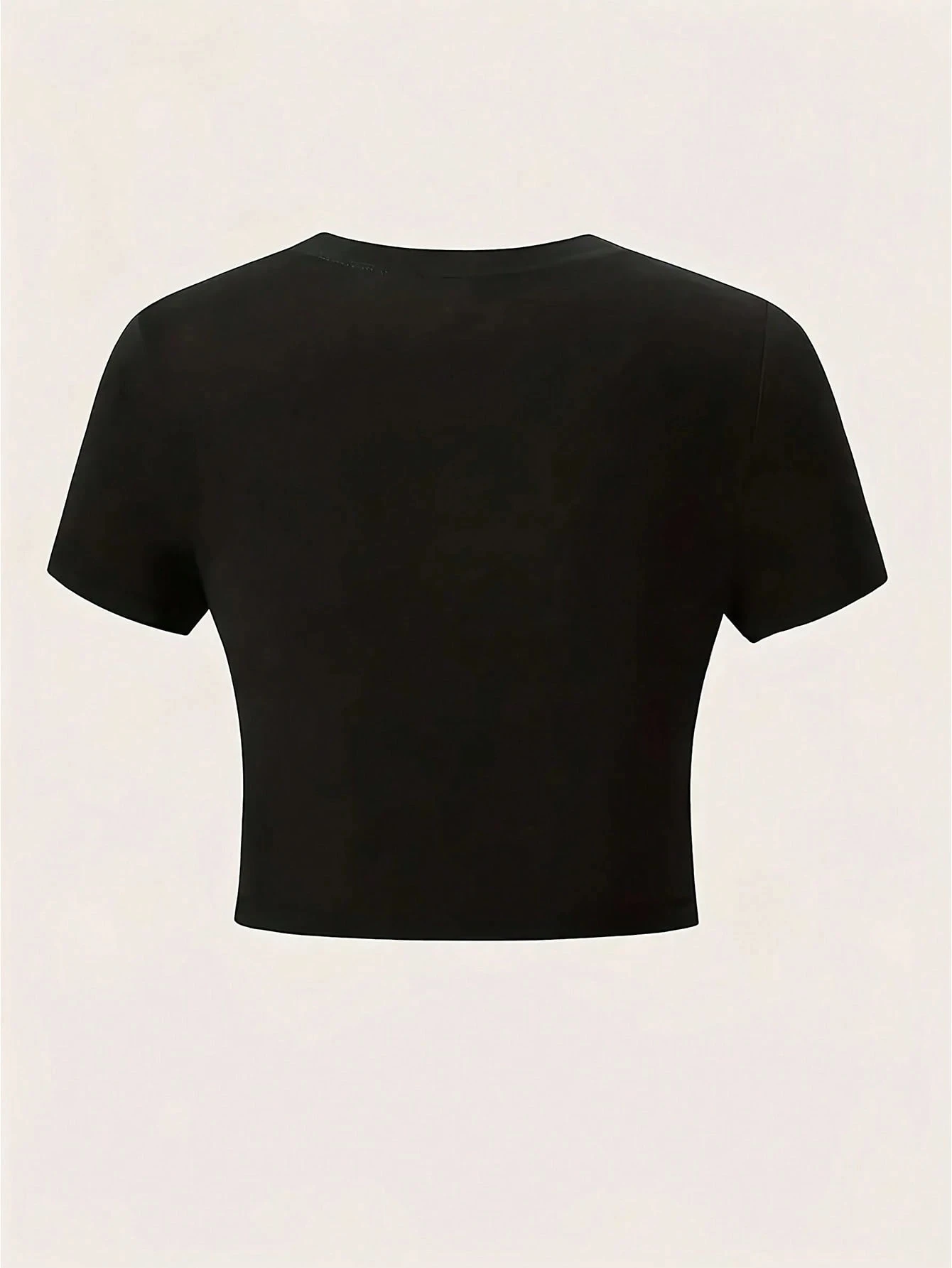 Y2K Goth Crop Top I Love Zombies Brain Print Short Sleeve Slim Fit Black T‑Shirt