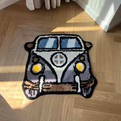 LAKEA Cartoon Bus Tufted Rugs Handmade Carpet Room Decor Kawaii Rug Small Rugs for Bedroom Cartoon Punch Needle Rug