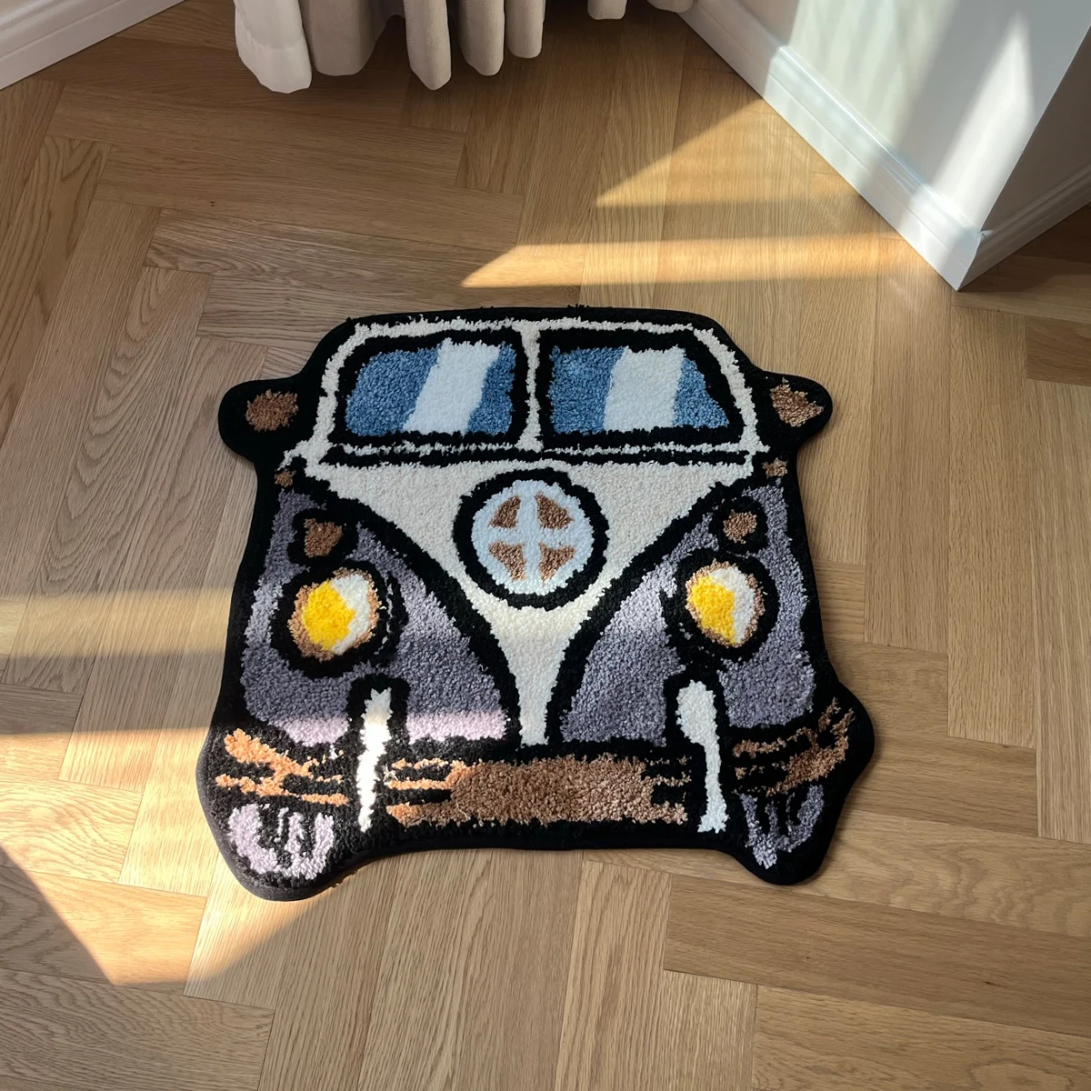 LAKEA Cartoon Bus Tufted Rugs Handmade Carpet Room Decor Kawaii Rug Small Rugs for Bedroom Cartoon Punch Needle Rug