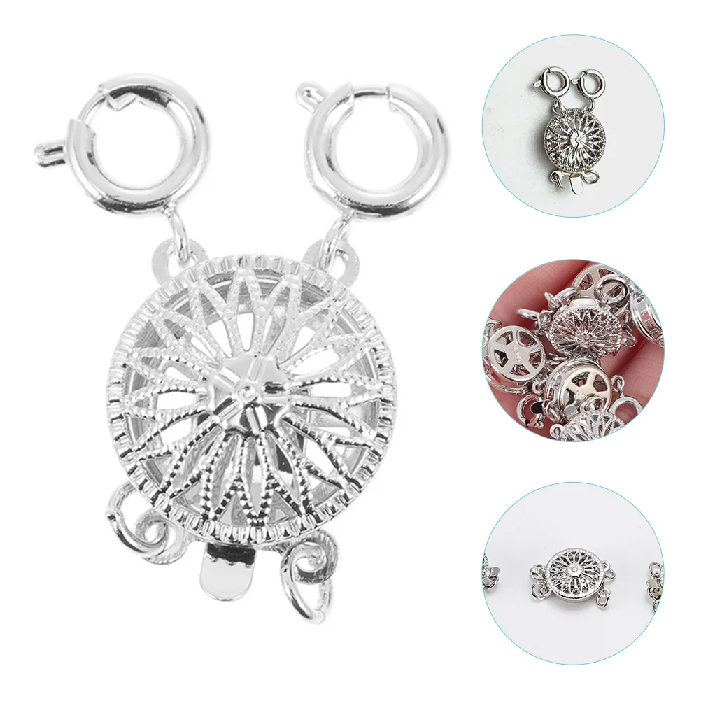 

2Pcs Metal Pearl Clasp Sturdy Sunflower Design Necklace Bracelet Connectors DIY Jewelry Buckles Layered Accessories Slide Lock