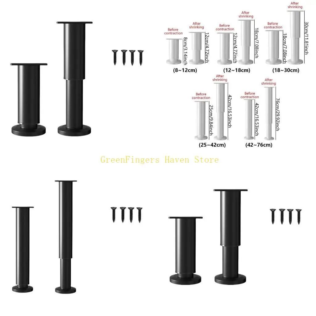 F68D Set of 2 Adjustable Height Furniture Legs Coffee Table Legs Heavy Duty Furniture Legs set for Sofas & Coffee Tables