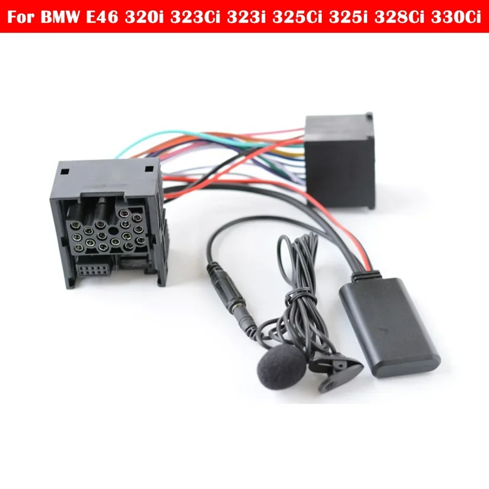 For BMW E46 320i 323Ci 323i 325Ci 325i 328Ci 330Ci 10Pin Stereo Bluetooth AUX Adapter Car Stereo Media Jack Compatible