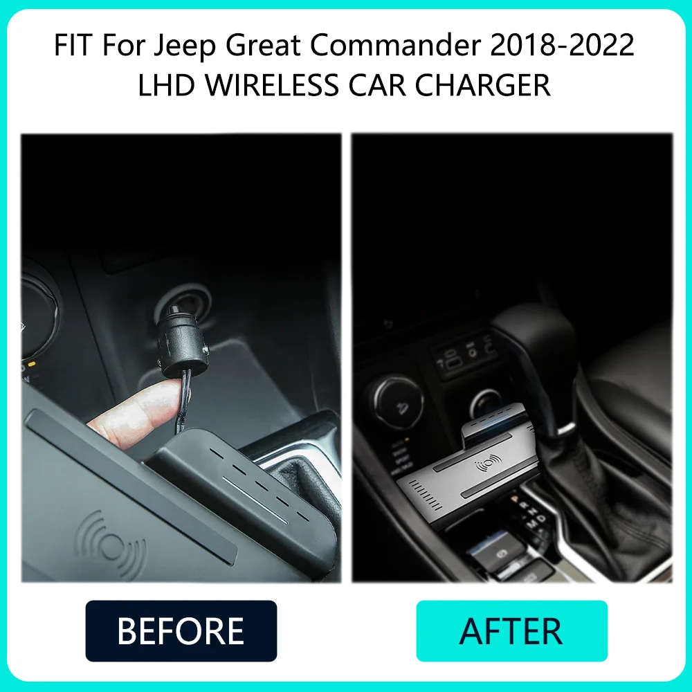 Car wireless charging For Jeep Great Commander 2018-2022 LHD phone charger mobile holder fast charge Accessories