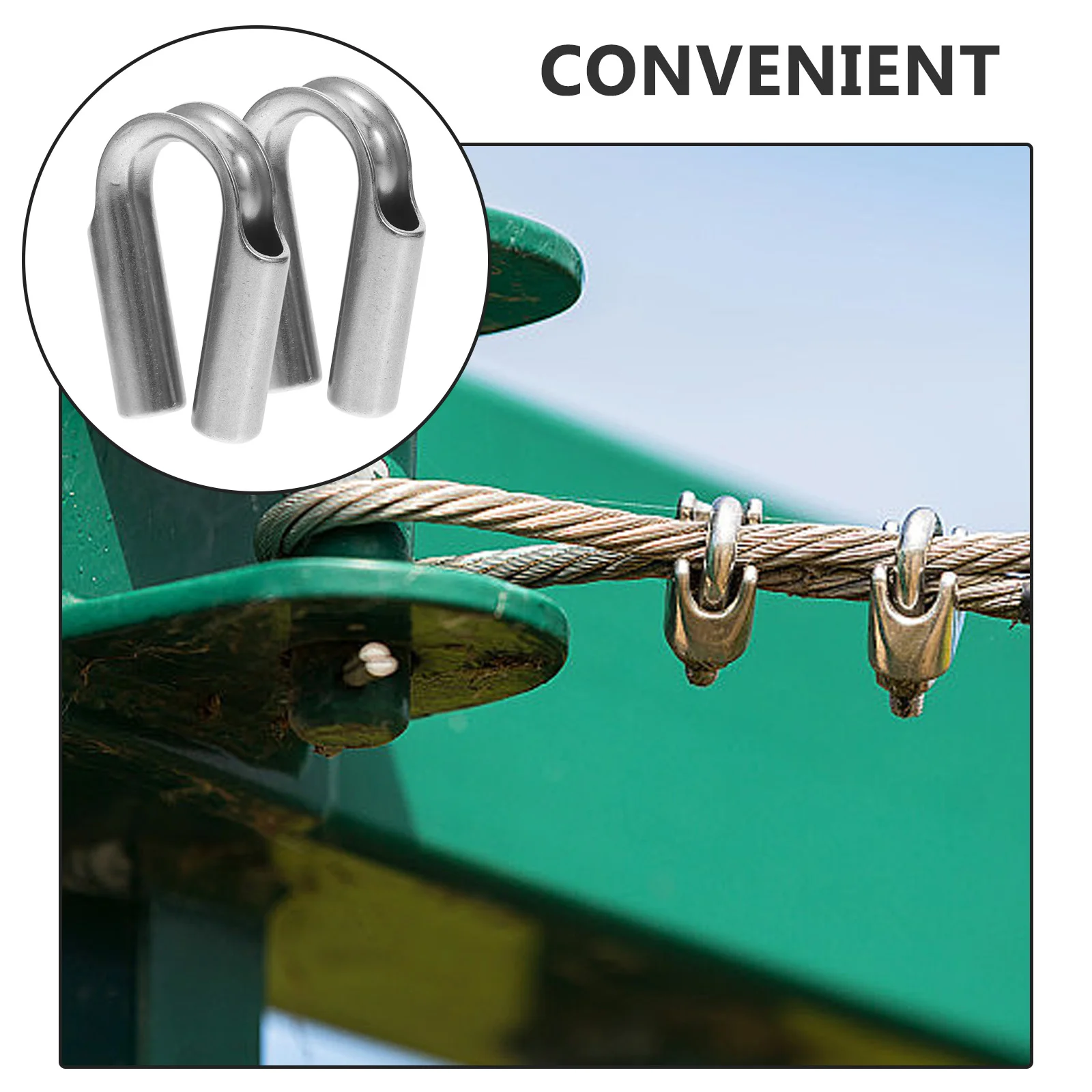 2pcs Stainless Steel Rope Tube Thimble with Gusset Wire Rope Collar Wire Cable Clamp Ring Triangular Protection Ring