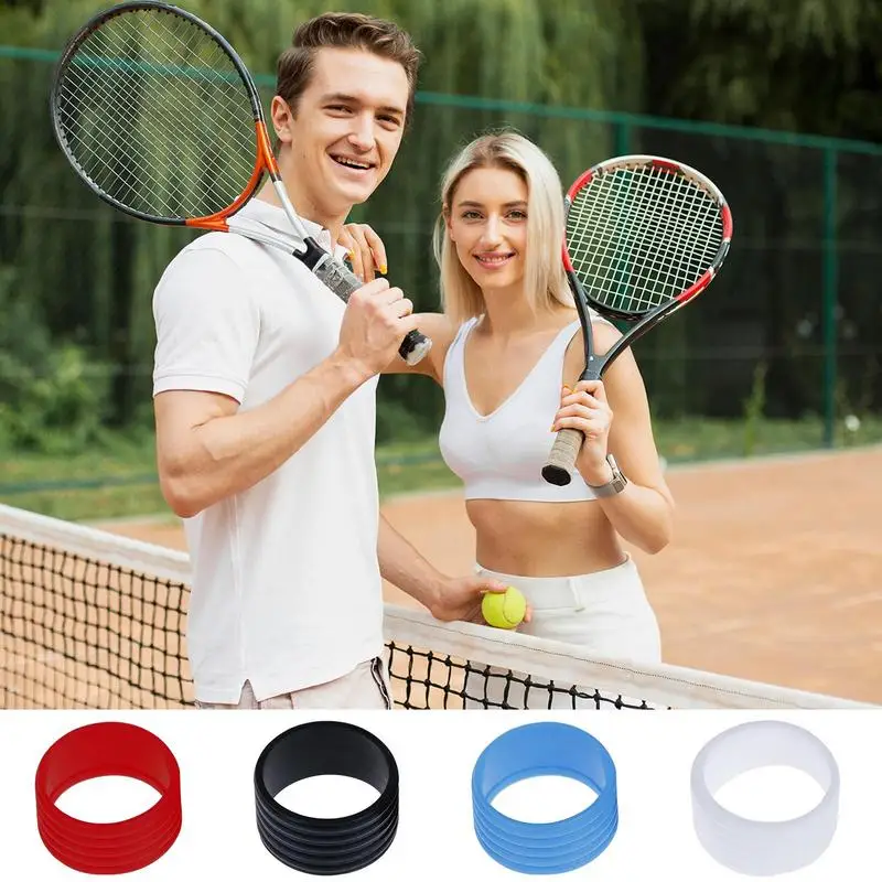 Anneau en caoutchouc extensible pour poignée de raquette de tennis, bande extensible absorbant la transpiration, surgrips, 4 pièces