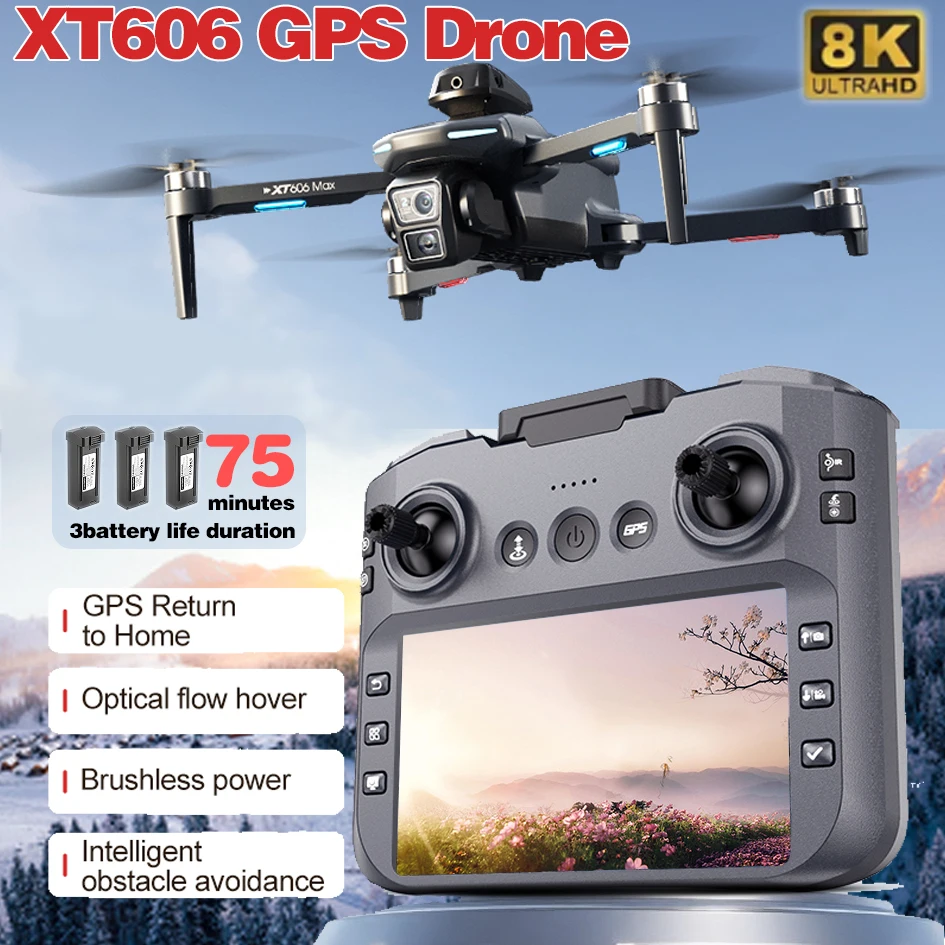 

2025 NEW For Mijia XT606 Drone 8K Professional HD Dual Camera Gimbal 360°Obstacle Avoidance Brushless RC Quadcopter Dron toys