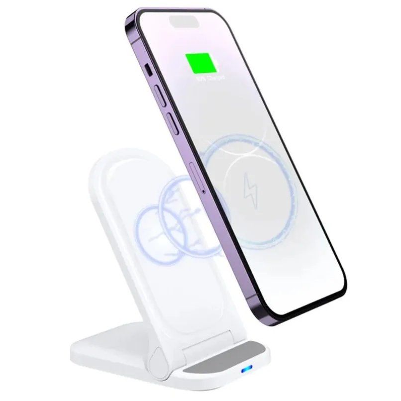 Portable Foldable Magnetic Wireless Charger Stand Desktop Cellphone Charging Bracket Multi View Angle For Office Home Travel view 3