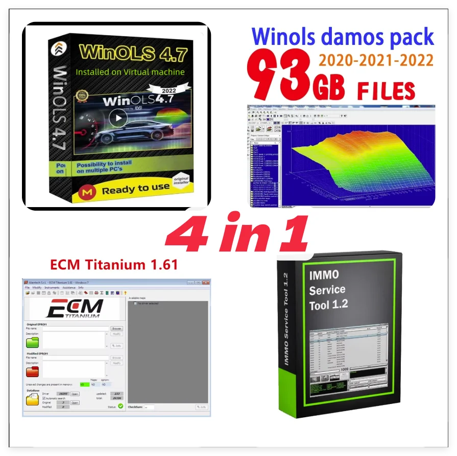 

New WinOLS 4.7 Auto Repair Software with 93GB Damos Files ECM Titanium 26100 Imm service Tool V1.2 And Installation Video Guide