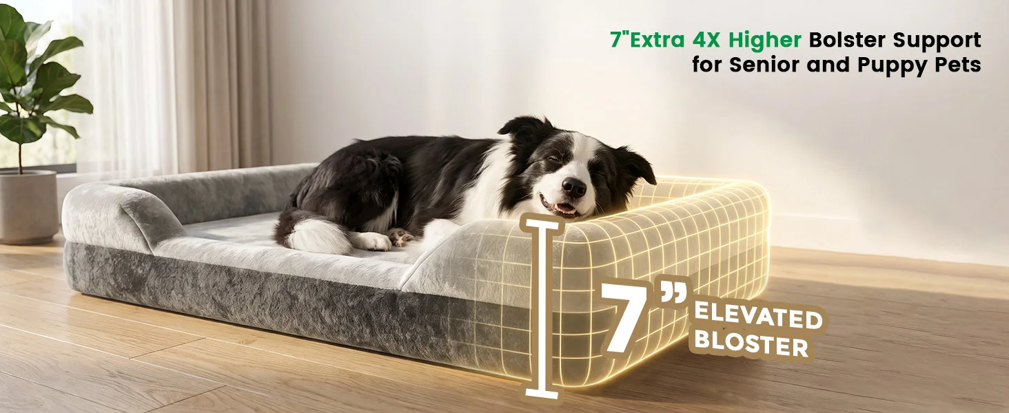 7&amp;#34;Extra 4x Higher Bolster Supportfor Senior and Puppy Pets