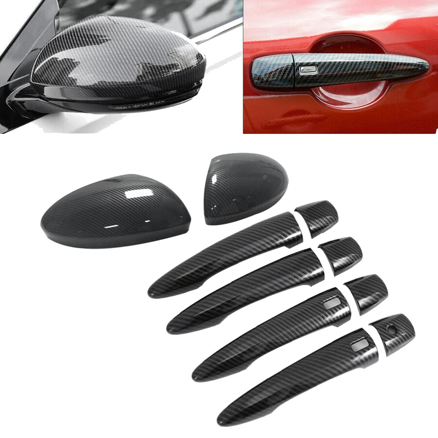 Carbon Fiber Rearview Mirror Cover + Exterior Outside Door Handle Cover Trim for Nissan Altima 2019-2020